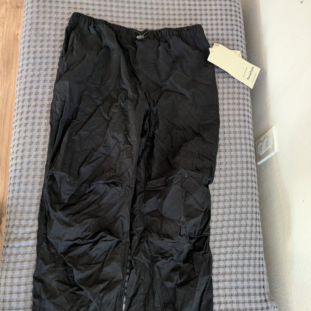 Black cotton parachute pants